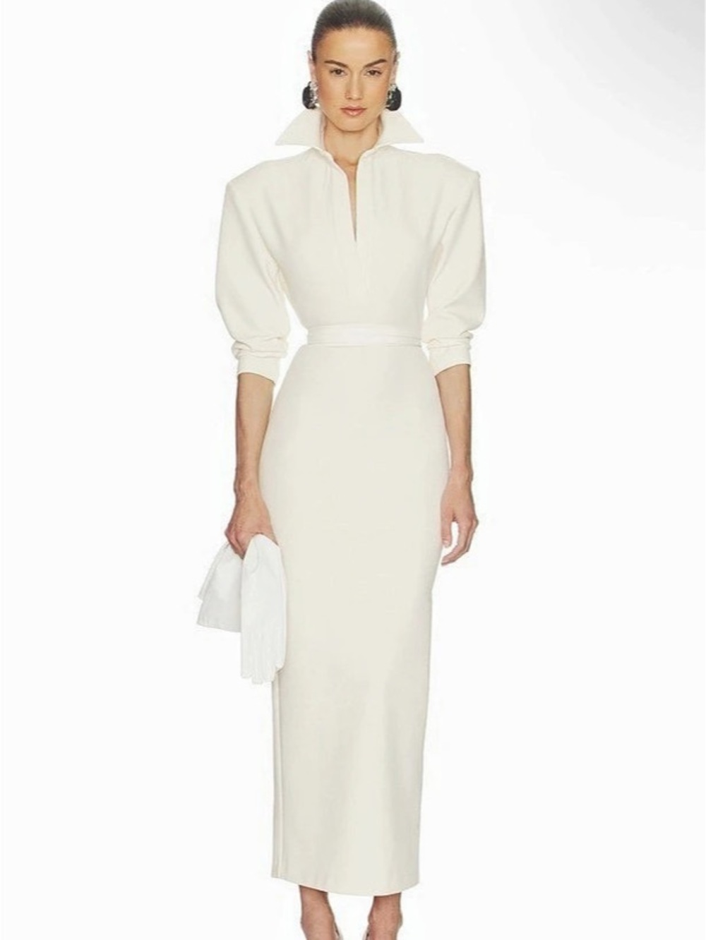 Helsa The Margaux Polo Dress Thick Crepe Ivory